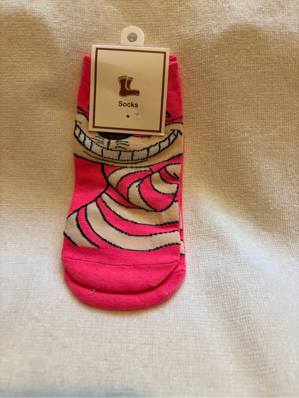 Pink Cheshire Cat Socks new vintage
